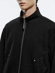 Men's Casual Solid Knit Stand-Collar Jacket