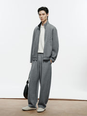 Men's Casual Solid Knit Stand-Collar Jacket