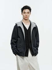 Men's Casual Structured Knit Hooded Jacket