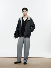 Men's Casual Structured Knit Hooded Jacket
