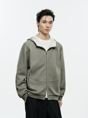 Men's Casual Structured Knit Hooded Jacket