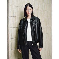 Women's Vintage Edgy Bubble Leather Jacket