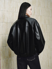 Women's Vintage Edgy Bubble Leather Jacket