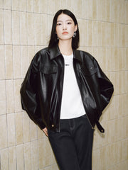 Women's Vintage Edgy Bubble Leather Jacket