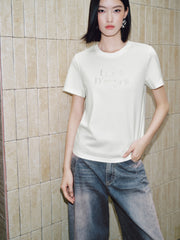 Women's Casual Contrast-Velvet Letter  T-Shirt