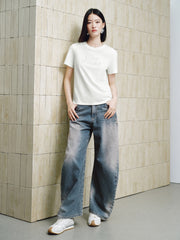 Women's Casual Contrast-Velvet Letter  T-Shirt