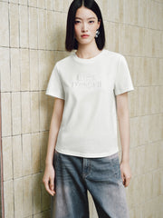 Women's Casual Contrast-Velvet Letter  T-Shirt