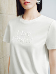 Women's Casual Contrast-Velvet Letter  T-Shirt