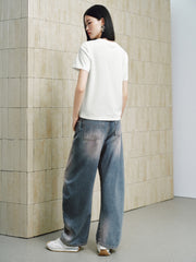 Women's Casual Contrast-Velvet Letter  T-Shirt