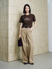 Women's Casual Contrast-Velvet Letter  T-Shirt