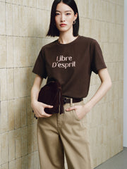 Women's Casual Contrast-Velvet Letter  T-Shirt