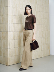 Women's Casual Contrast-Velvet Letter  T-Shirt