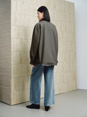 Women's Vintage Barn-Style Contrast-Lapel Utility Jacket