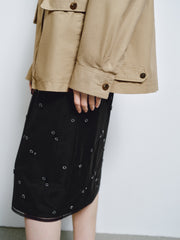 Women's Vintage Barn-Style Contrast-Lapel Utility Jacket