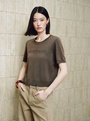 Women's Casual Distressed Lightweight Short-Sleeve Knit