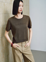 Women's Casual Distressed Lightweight Short-Sleeve Knit
