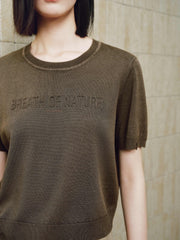 Women's Casual Distressed Lightweight Short-Sleeve Knit