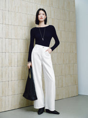 Women's Casual High-Waist Cropped Curved-Leg Jeans