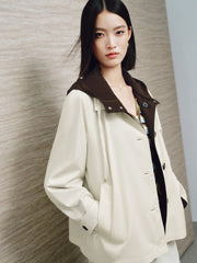 Women's Casual Reversible Cropped Trench Coat