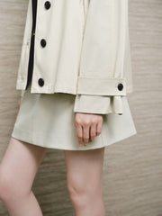 Women's Casual Reversible Cropped Trench Coat