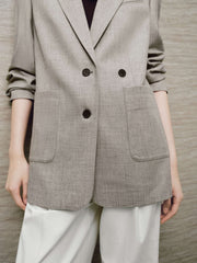 Women's Commuter Gray Double-Breasted Blazer