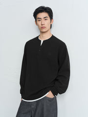 Men's Casual Relaxed Henley Sweatshirt
