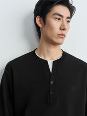 Men's Casual Relaxed Henley Sweatshirt