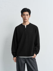 Men's Casual Relaxed Henley Sweatshirt