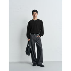 Men's Casual Relaxed Henley Sweatshirt