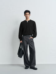 Men's Old Money Style Drape-Fit Textured Jeans