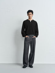 Men's Casual Relaxed Henley Sweatshirt