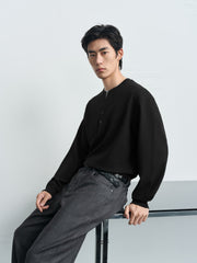 Men's Casual Relaxed Henley Sweatshirt