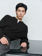 Men's Casual Relaxed Henley Sweatshirt