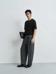 Men's Casual Contrast-Collar Knit T-Shirt