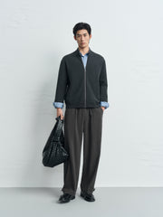 Men's Harrington-Style Knit Cardigan Jacket