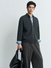 Men's Harrington-Style Knit Cardigan Jacket
