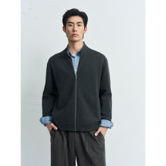 Men's Harrington-Style Knit Cardigan Jacket