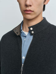 Men's Harrington-Style Knit Cardigan Jacket