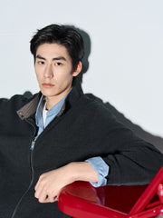 Men's Harrington-Style Knit Cardigan Jacket