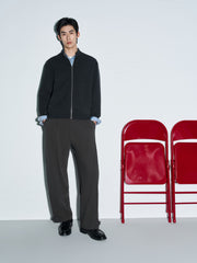 Men's Harrington-Style Knit Cardigan Jacket