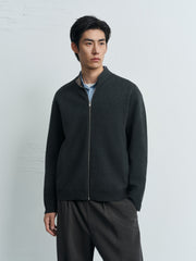 Men's Harrington-Style Knit Cardigan Jacket