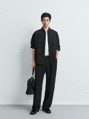 Men's Old Money Style Textured-Dobby Long-Sleeve Shirt