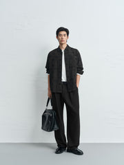 Men's Commuter Black Relaxed-Fit Trousers