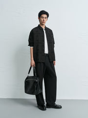 Men's Old Money Style Textured-Dobby Long-Sleeve Shirt