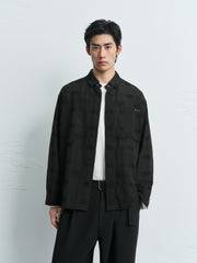 Men's Old Money Style Textured-Dobby Long-Sleeve Shirt