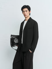 Men's Business Casual Solid Notch-Lapel Blazer