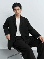 Men's Business Casual Solid Notch-Lapel Blazer