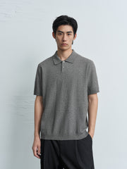 Men's Old Money Style Knit Polo Shirt