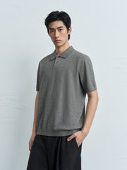 Men's Old Money Style Knit Polo Shirt