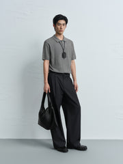 Men's Old Money Style Knit Polo Shirt